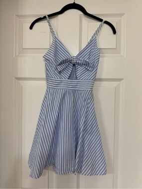 Windsor Blue and White Striped Shirred Sundress